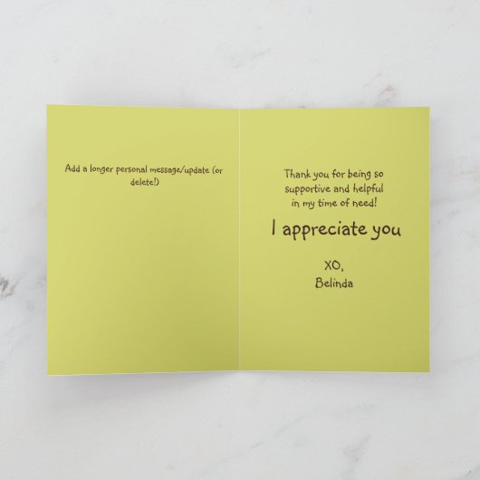 かわいい森のネズミと野草籠ありがとう カード (内部)