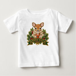 かわいい森のハグベイビーシカトドラー白Tシャツ ベビーTシャツ