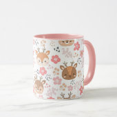 かわいい森のハリネズミと花 マグカップ (正面右)