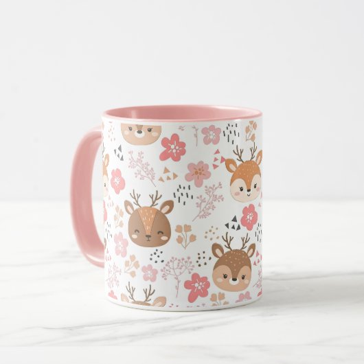 かわいい森のハリネズミと花 マグカップ (正面左)