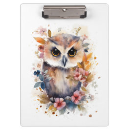かわいい森のベビーフクロウと花子供部屋 クリップボード