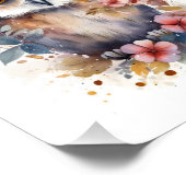 かわいい森のベビーフクロウと花子供部屋 フォトプリント            (角)