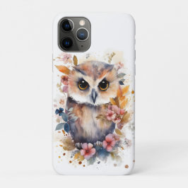 かわいい森のベビーフクロウと花子供部屋 iPhone 11 PROケース