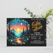 かわいい森の中で魅惑された赤ちゃんシャワー 招待状 (スタンド正面)