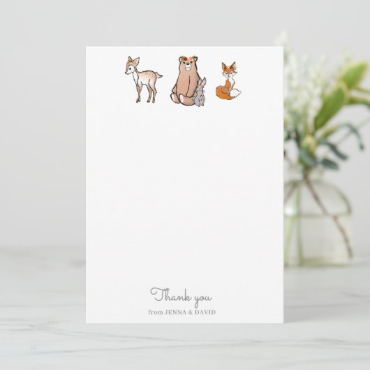 かわいい森の中 |ベビーシャワーサンキューカード サンキューカード (スタンド正面)