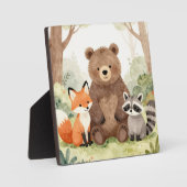 かわいい森の仲間たち クマ キツネ ラッパー 水彩 フォトプラーク (正面)