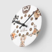 かわいい森の仲間たち　木の森の動物　ベビー寝室 ラウンド壁時計 (傾斜)