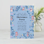 かわいい森の仲間たち 青い冬の森のパターン 招待状 (スタンド正面)