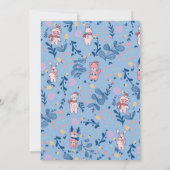 かわいい森の仲間たち 青い冬の森のパターン 招待状 (裏面)