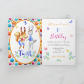 かわいい森の動物うさぎたち1st誕生日水玉模様 招待状 (内部)