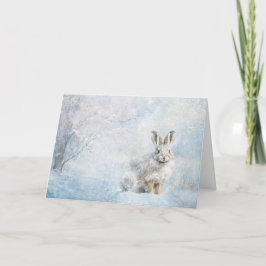 かわいい森の動物うさぎ雪あいさつ カード