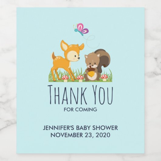 かわいい森の動物お洒落漫画の赤ちゃんシャワー ワインラベル (シングルラベル)