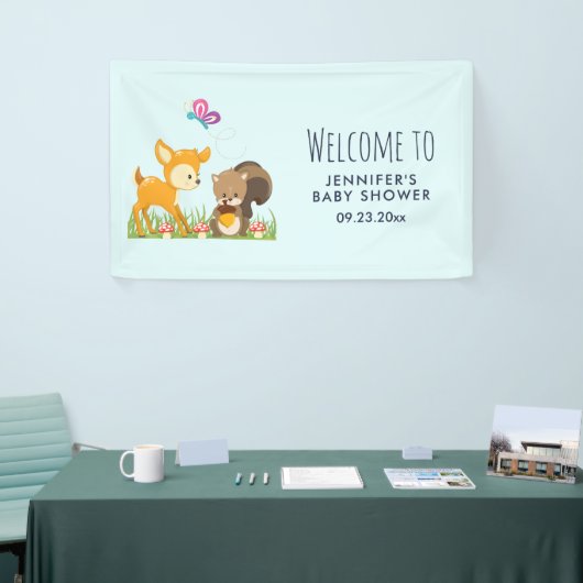 かわいい森の動物お洒落漫画の赤ちゃんシャワー 横断幕 (トレードショー)