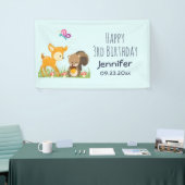 かわいい森の動物お洒落漫画誕生日 横断幕 (トレードショー)