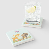 かわいい森の動物お洒落漫画 ストーンコースター (横)