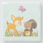 かわいい森の動物お洒落漫画 ストーンコースター (正面)