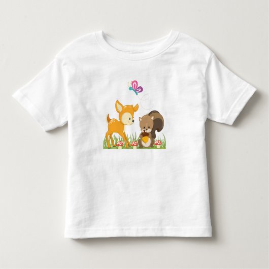 かわいい森の動物お洒落漫画 トドラーTシャツ (正面)