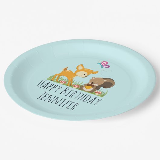 かわいい森の動物お洒落誕生会 ペーパープレート (アングル)