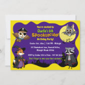 かわいい森の動物たちが衣装を着た子供の誕生日パーティー 招待状 (正面)