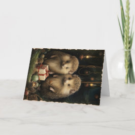 かわいい森の動物たちのクリスマスグリーティング カード