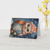 かわいい森の動物たちのクリスマスグリーティング カード (黄色い花)