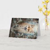 かわいい森の動物たちのクリスマスグリーティング カード (黄色い花)