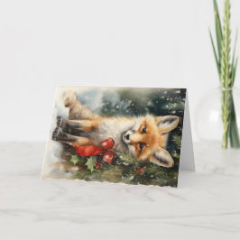 かわいい森の動物たちのクリスマスグリーティング カード