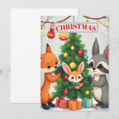 かわいい森の動物たちのクリスマスツリーカード シーズンカード (正面/裏面)