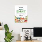 かわいい森の動物たちの8歳の誕生日パーティーウェルカム ポスター (ホームオフィス)
