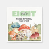 かわいい森の動物たちの8歳の誕生日パーティー スタンダードカクテルナプキン (正面)