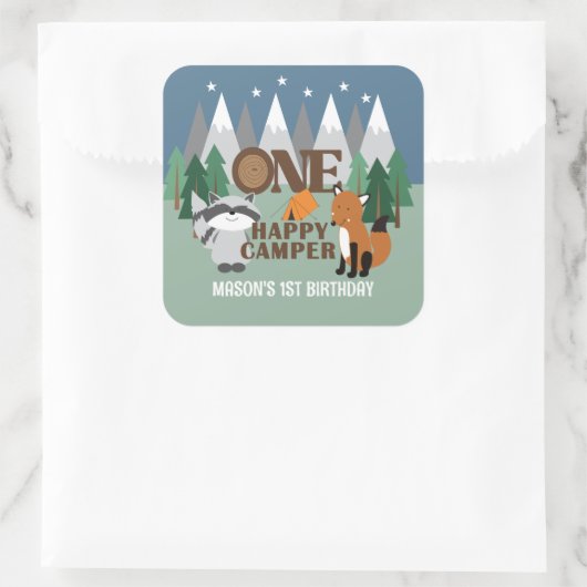 かわいい森の動物たち、おめでとう スクエアシール (バッグ)