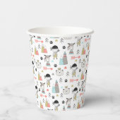 かわいい森の動物とインディアンの男の子の柄 紙コップ (裏面)