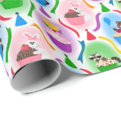 かわいい森の動物とカップケーキ誕生日 ラッピングペーパー (ロールコーナー)