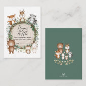 かわいい森の動物と植物のオムツくじ エンクロージャーカード (正面/裏面)