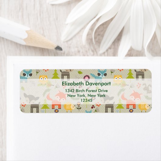 かわいい森の動物のパタ図解入りの、写真付きのーン ラベル (インサイチュ)