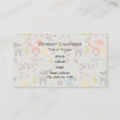 かわいい森の動物のパタ図解入りの、写真付きのーン 名刺 (裏面)