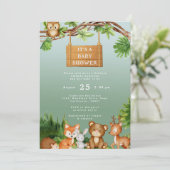 かわいい森の動物のパーソナライズされたベビーシャワー 招待状 (スタンド正面)