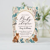 かわいい森の動物のベビーシャワー招待状 招待状 (スタンド正面)