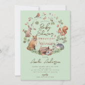 かわいい森の動物のベビーシャワー招待状 招待状 (正面)