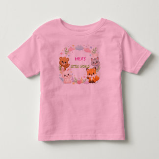 かわいい森の動物の保育園の壁のアート - クマ トドラーTシャツ