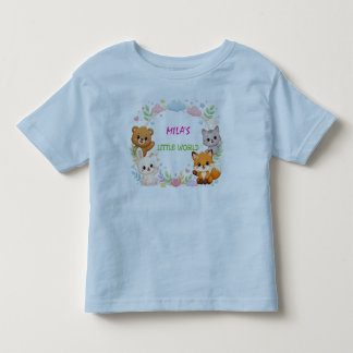 かわいい森の動物の保育園の壁のアート - クマ トドラーTシャツ