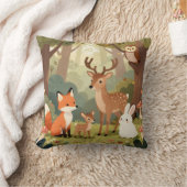 かわいい森の動物の保育園シーン クッション (ブランケット)