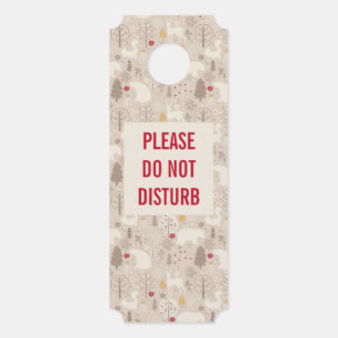 かわいい森の動物の北欧のパターンを邪魔しない ドアノブサイン