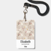 かわいい森の動物の北欧パターン バッジ (正面（ネックストラップ付）)