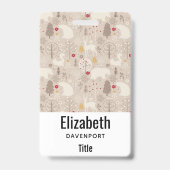 かわいい森の動物の北欧パターン バッジ (裏面)