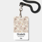 かわいい森の動物の北欧パターン バッジ (裏面（ネックストラップ付）)