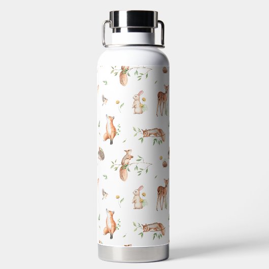 かわいい森の動物の友だちパターン ウォーターボトル (背面)