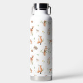 かわいい森の動物の友だちパターン ウォーターボトル (正面)