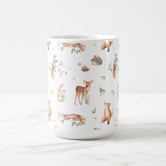 かわいい森の動物の友だちパターン コーヒーマグカップ (中央)