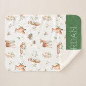 かわいい森の動物の友だちパターン シェルパブランケット (正面(横))